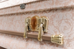Cloth-covered Casket: 419 Arlington Pink - Exterior detail - ECL Fiberglass