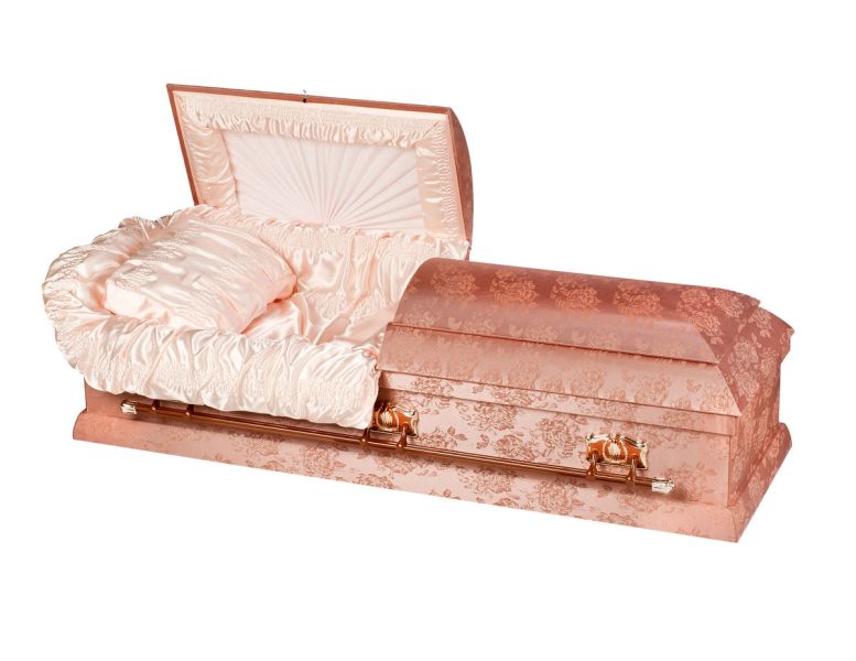 419 Arlington Pink Cloth Casket - available from ECL Fiberglass