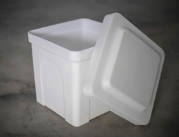 Poly Urn Vaults are available in two sizes and two colours. Shown here is the small size of 10 x 10 x 12" in white.