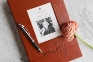 Memorial Stationery from ECL Fiberglass: Guest Book Standard Cowhide Leather