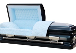 18404 Blue Home Steel Casket - available from ECL Fiberglass
