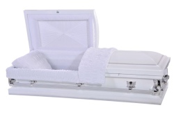 20131 White Square Steel Casket - available from ECL Fiberglass