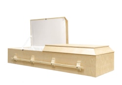 Wood Casket 12PC Birch Veneer with Natural Matte Finish and Taffeta Interior - ECL Fiberglass