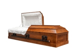 Wood Casket 420PC Birch with Satin Finish and Crepe Interior - ECL Fiberglass