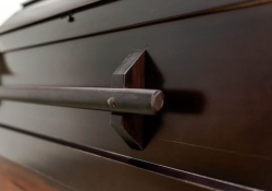 Wood Casket 526 Norway Walnut Poplar - Exterior detail - ECL Fiberglass