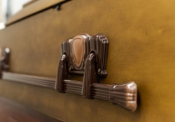 Wood Casket 528 Autumn Walnut Poplar - Exterior detail - ECL Fiberglass