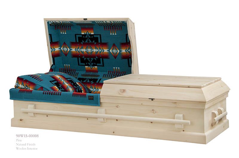 Personalized - Pine Wood Casket with Natural Finish "Pendleton"  - available from ECL Fiberglass 