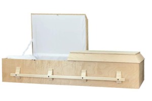 12PC - Birch Veneer with Natural matte finish and Taffeta interior - Wood Casket available from ECL Fiberglass