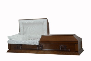 240PC - Red Oak with Satin finish and Taffeta interior - Wood Casket available from ECL Fiberglass