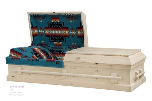 Personalized - Pine Wood Casket with Natural Finish "Pendleton"  - available from ECL Fiberglass